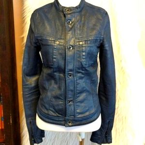 DIESEL + EDUN Faux Leather Denim Jacket